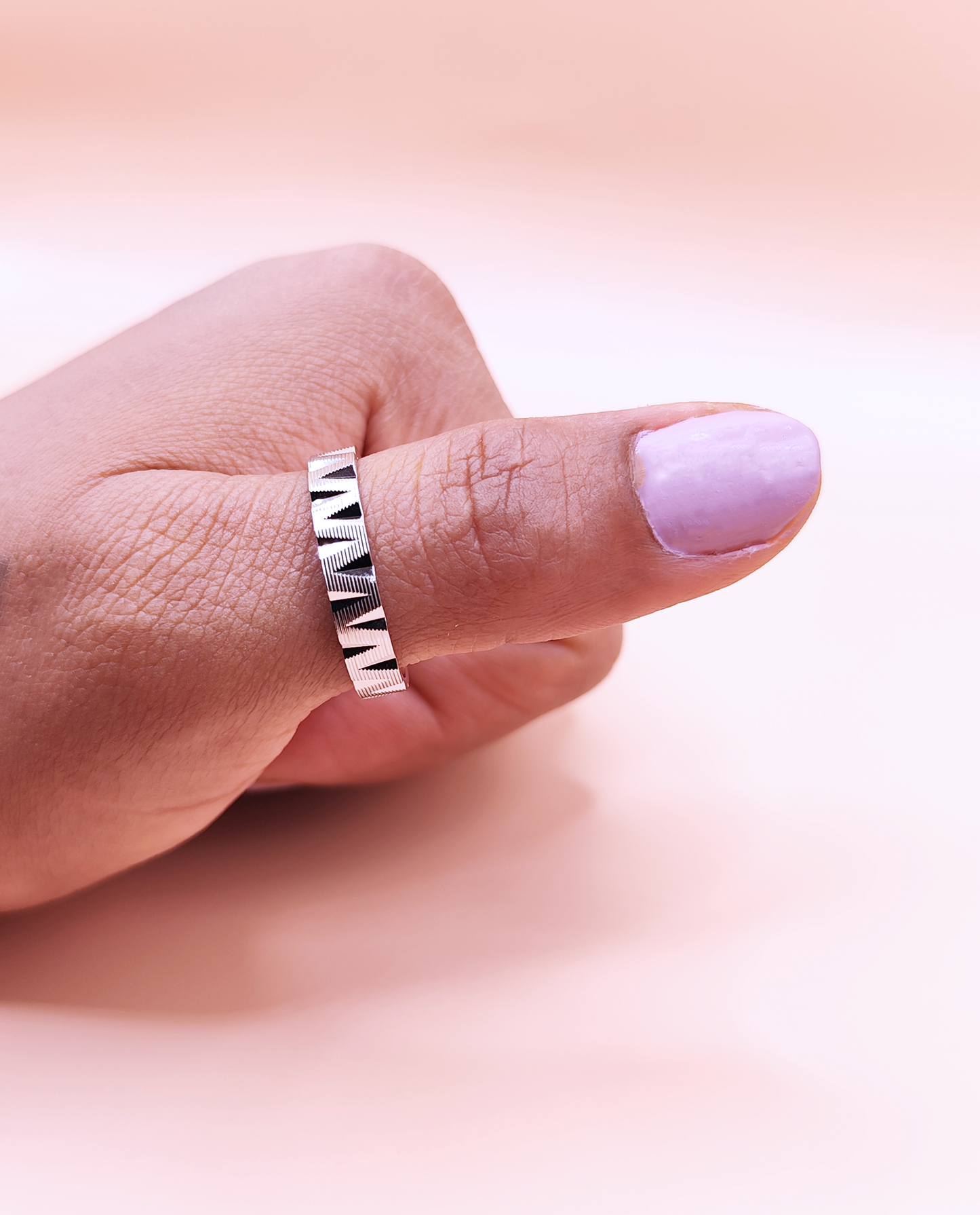 Chevron Textured Ring -Sterling 925 Silver