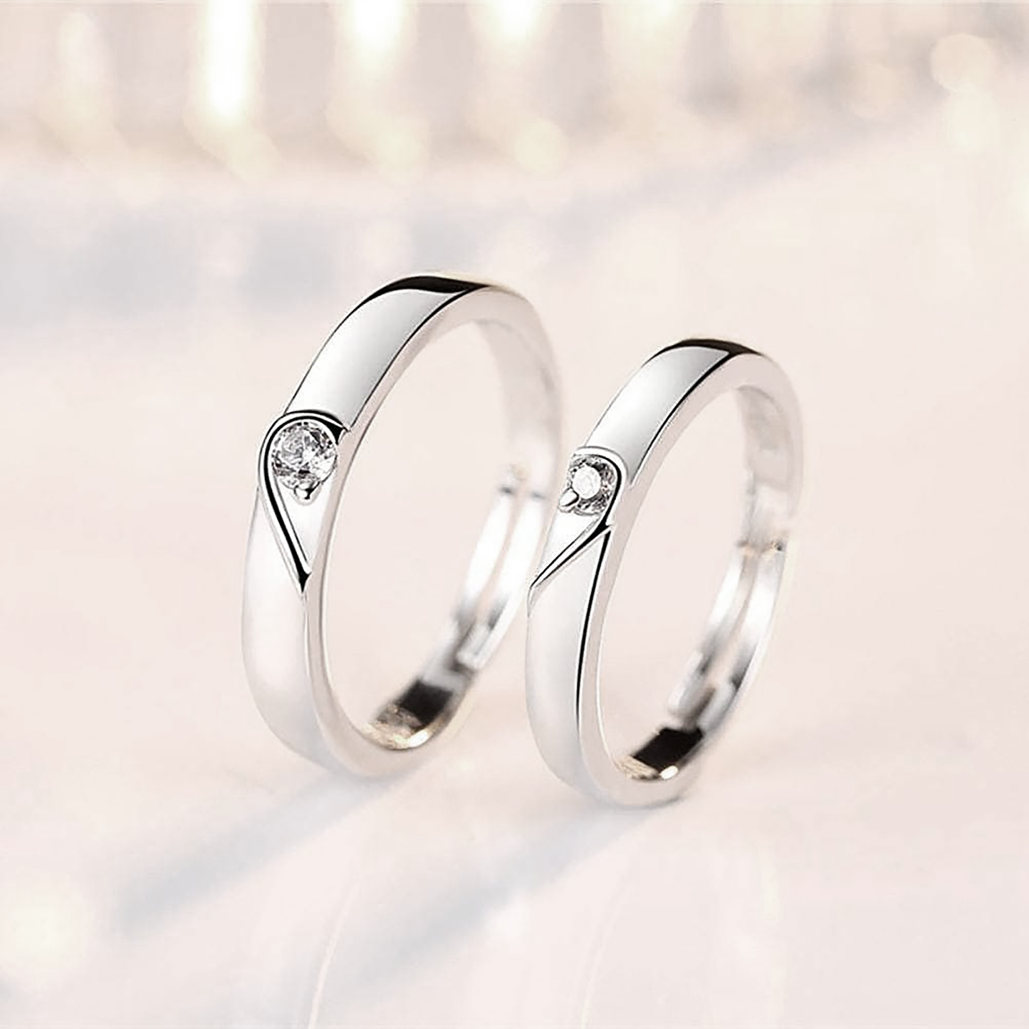 Heartbeat Bond Couple 925 Silver Rings