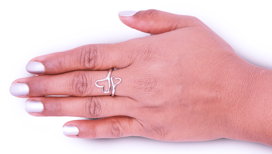 Open Heart Duo Ring 925 Sterling Silver