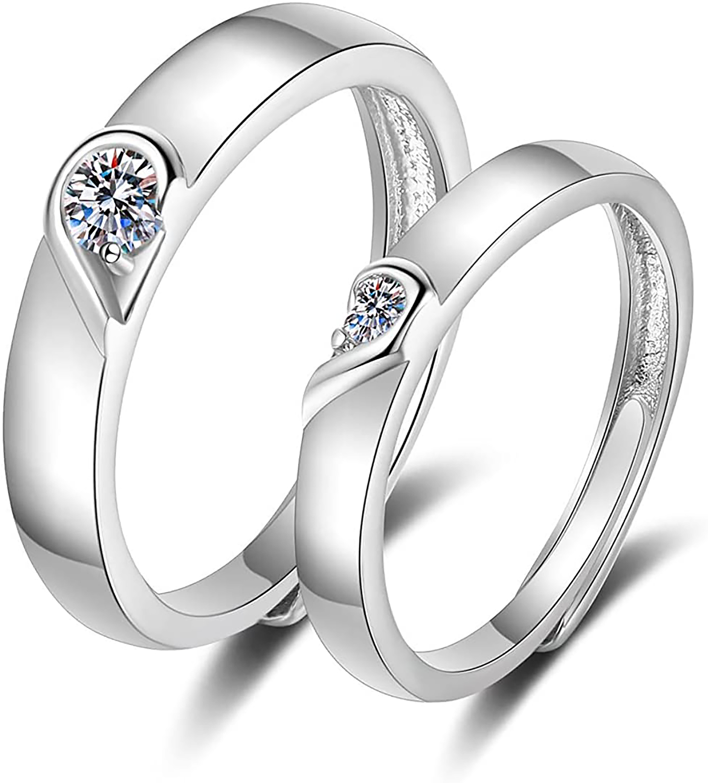 Heartbeat Bond Couple 925 Silver Rings