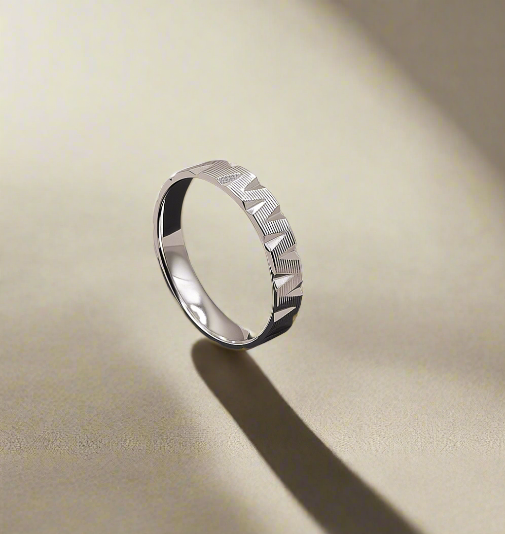 Chevron Textured Ring -Sterling 925 Silver