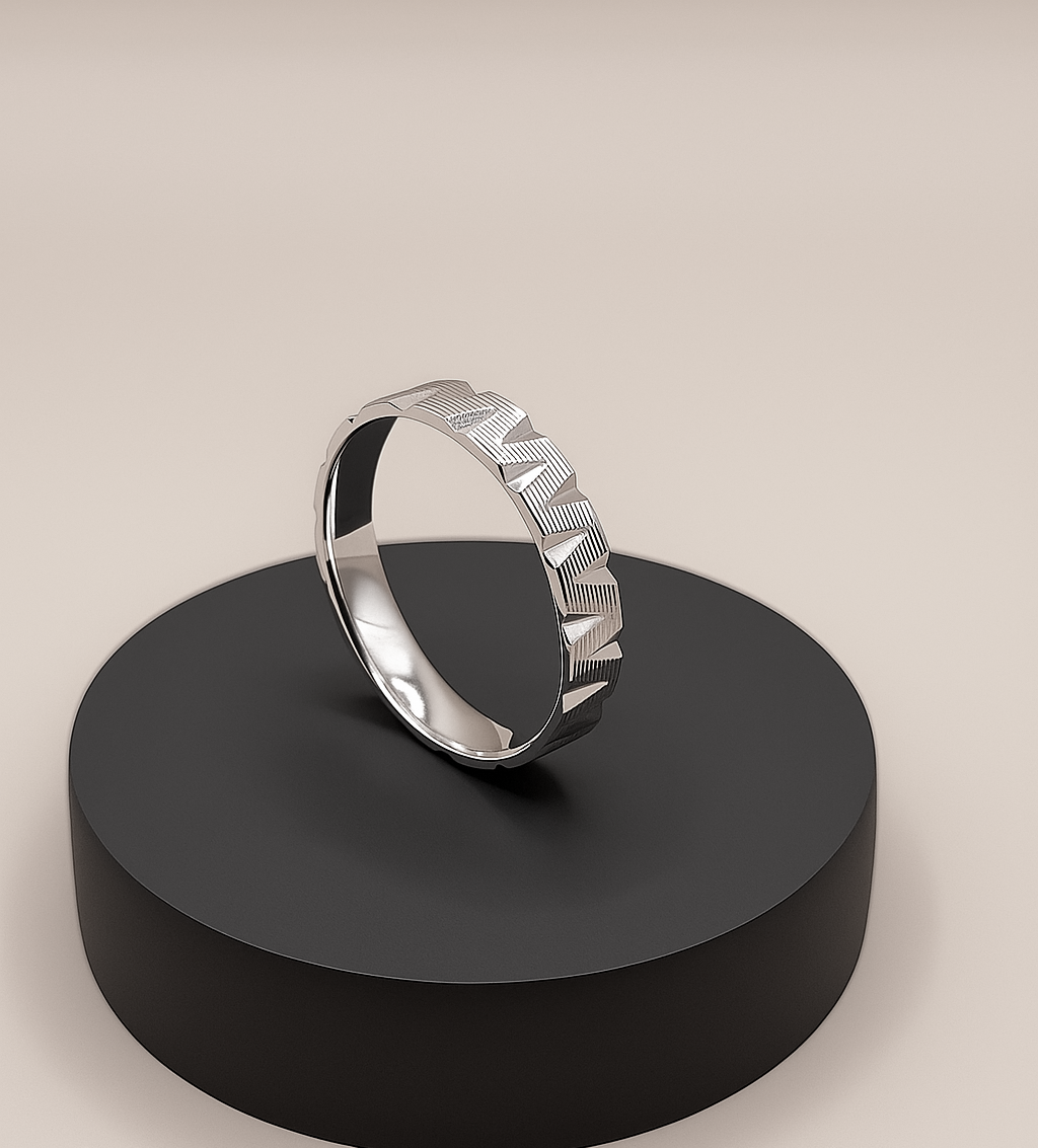 Chevron Textured Ring -Sterling 925 Silver