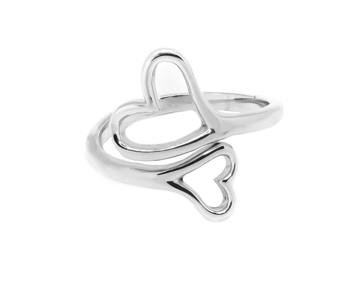 Open Heart Duo Ring 925 Sterling Silver