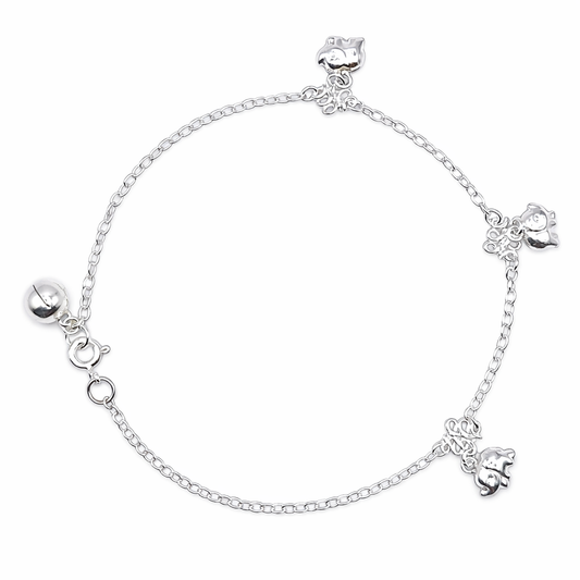 Silvona Charm Elephant Anklet 925 Silver