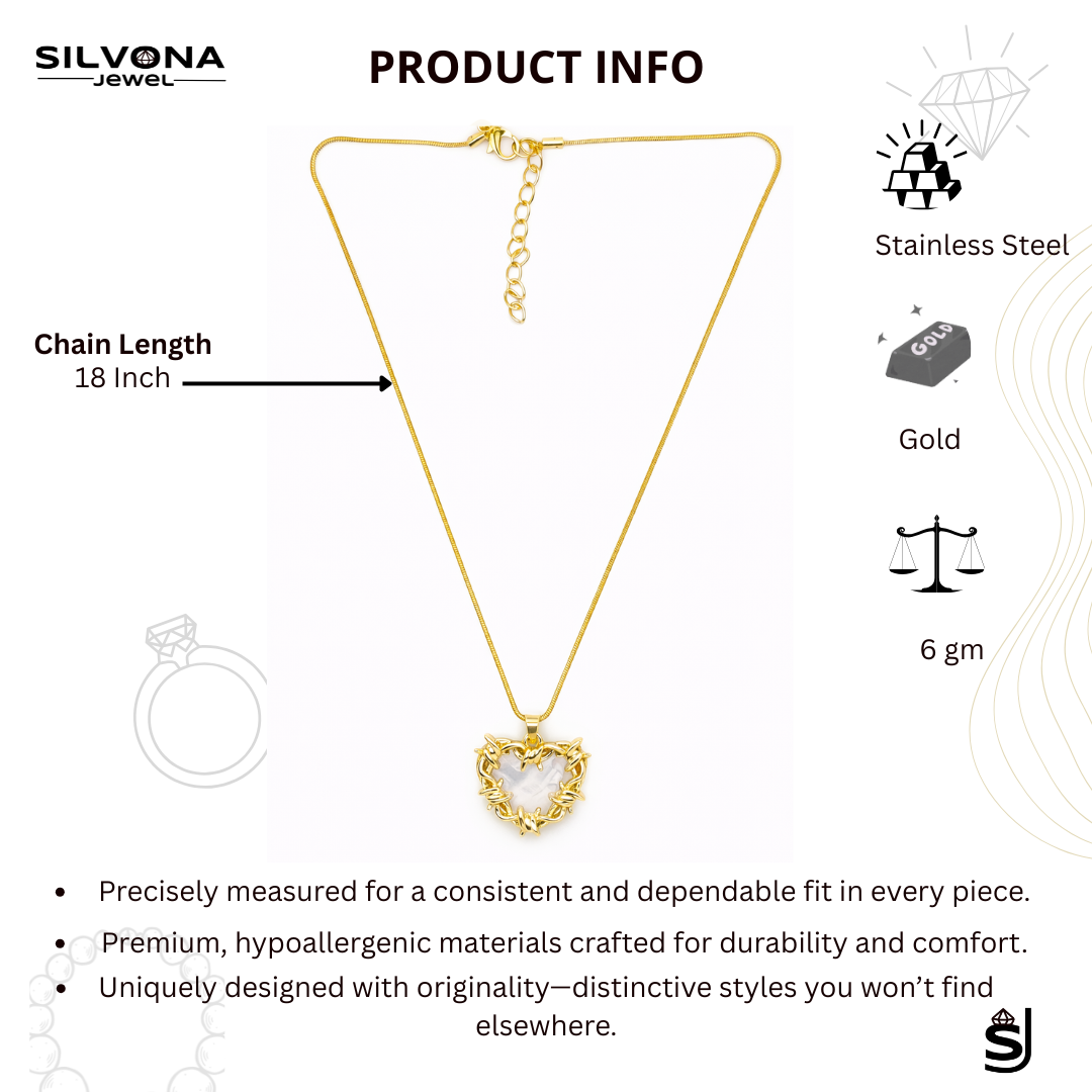 Gold Polished Heart Pendant Necklace for Women | Anti Tarnish Stainless Steel Chain | Elegant Minimal Heart Necklace | Stylish Jewelry for Girls & Women | Gift for Wife, Girlfriend, Sister