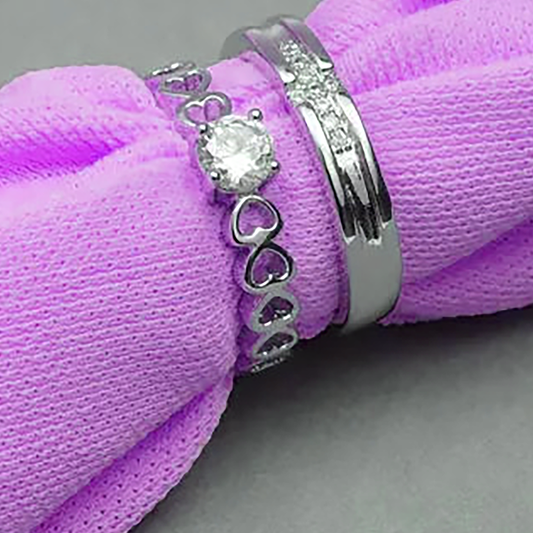 HeartSync Silver Love Bands Rings