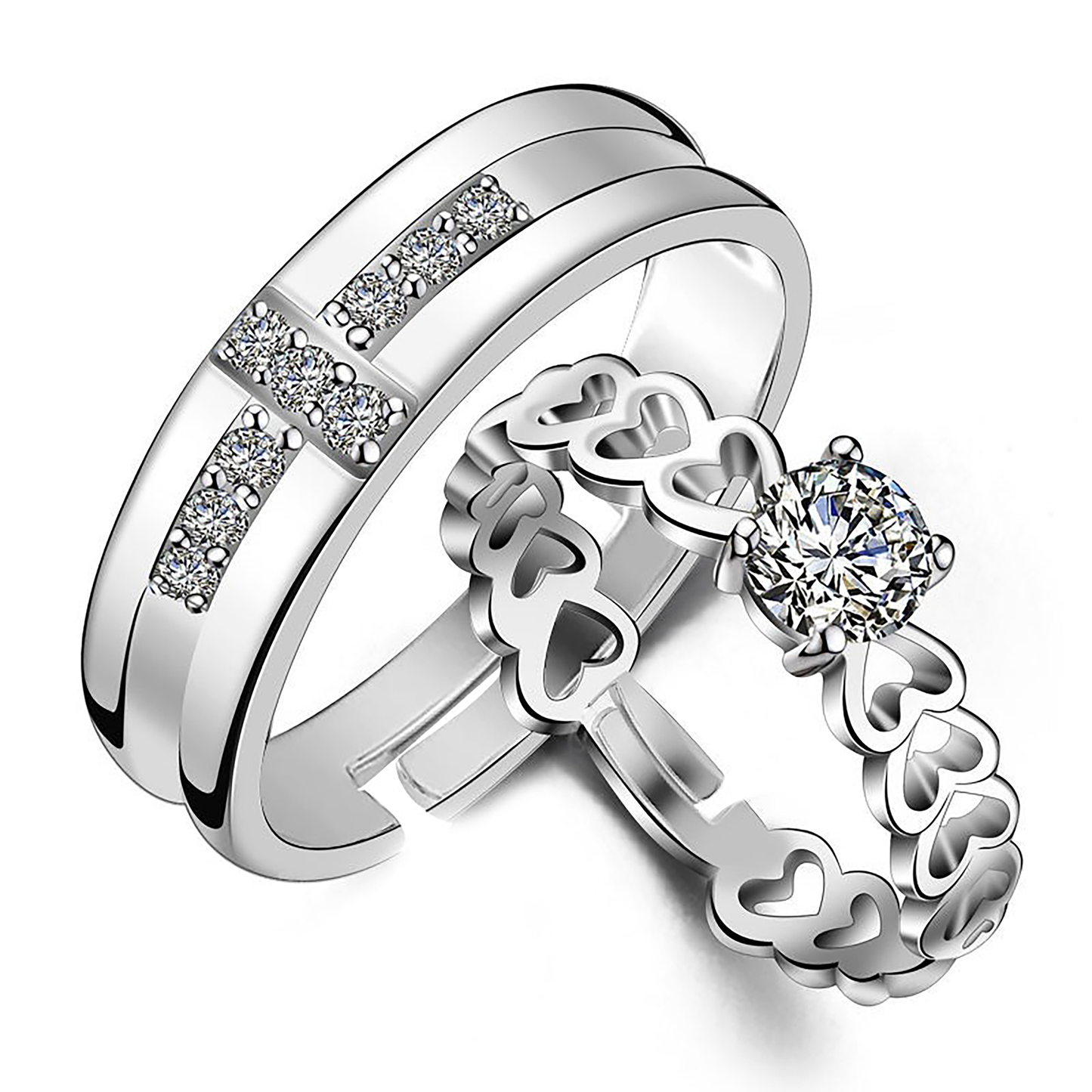 HeartSync Silver Love Bands Rings