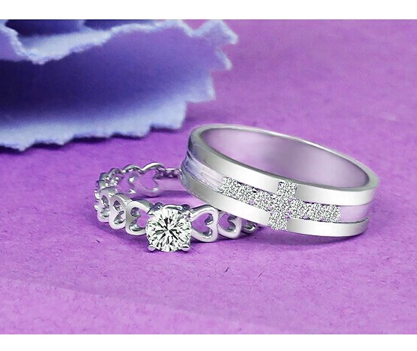 HeartSync Silver Love Bands Rings