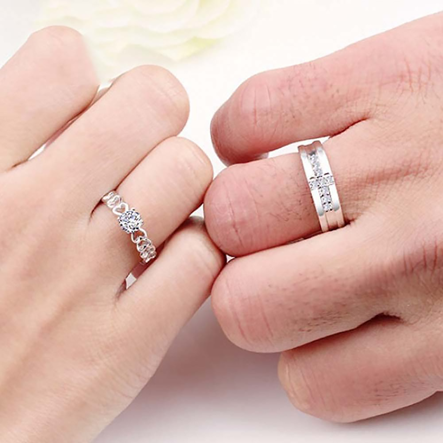 HeartSync Silver Love Bands Rings