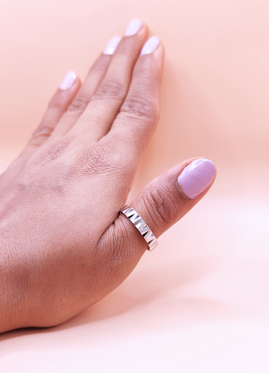Chevron Textured Ring -Sterling 925 Silver