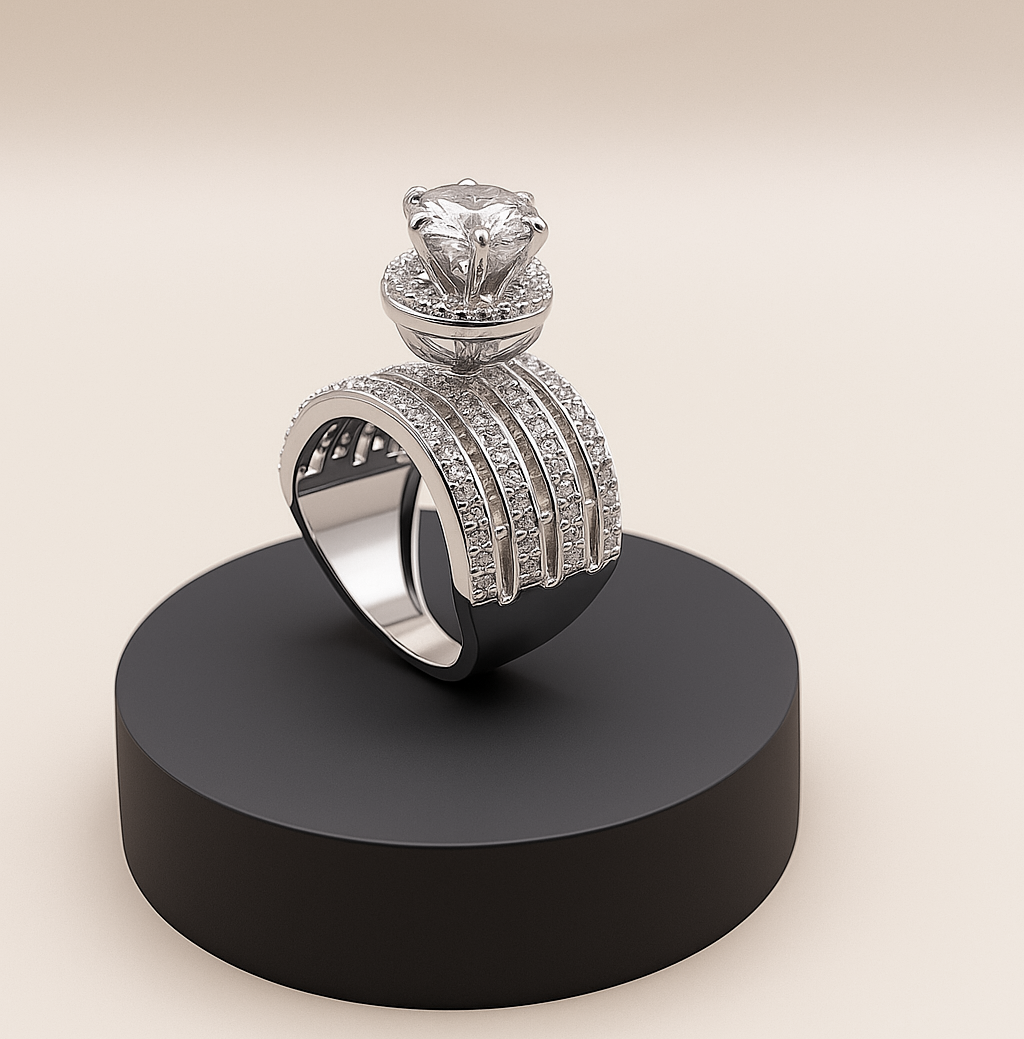 Regal Crown Cocktail 925 Silver Ring
