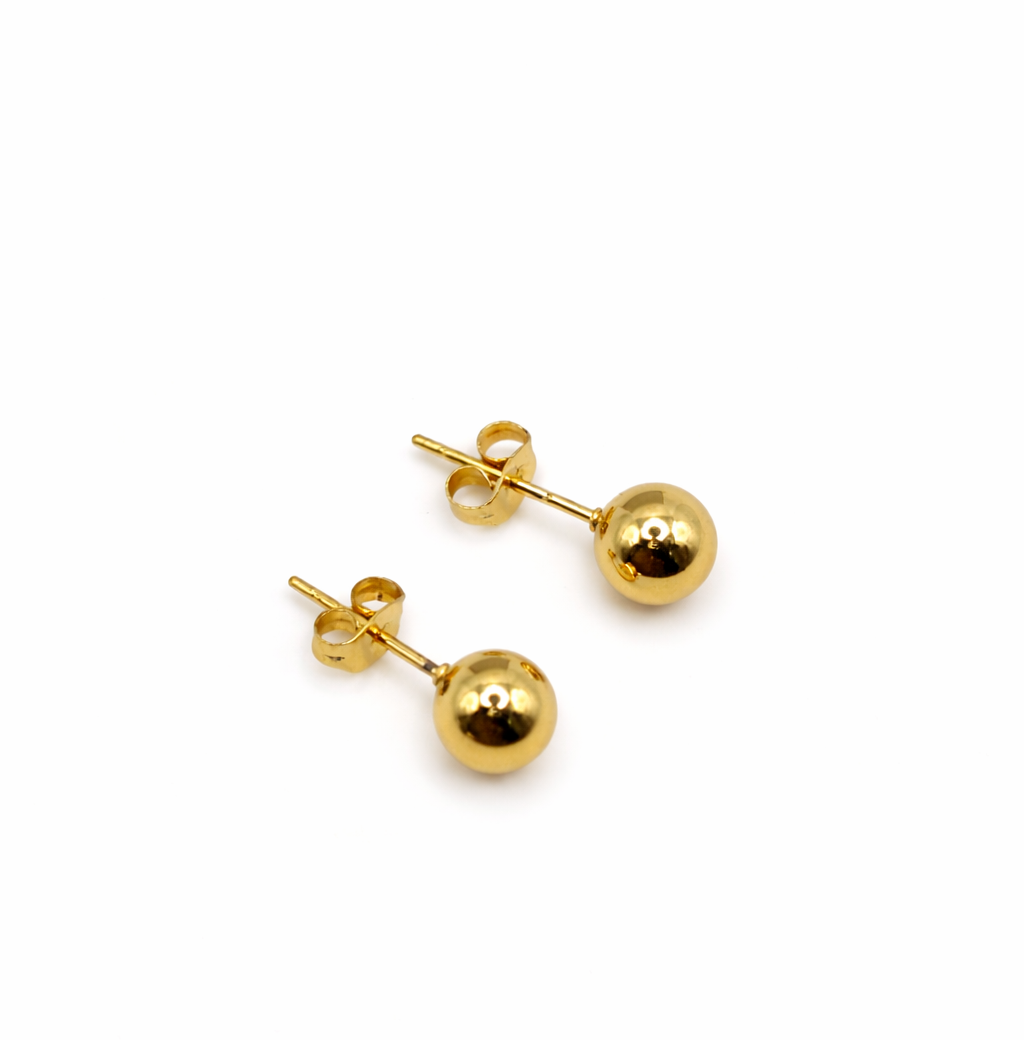 Gold Plated Ball Stud Earrings for Women | Anti-Tarnish | Hypoallergenic