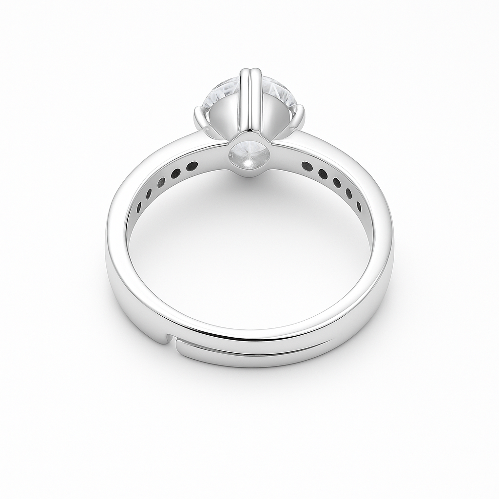 Luxe Radiance Adjustable Sterling Silver 925 Ring
