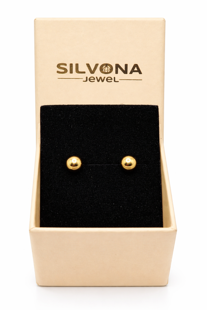 Gold Plated Ball Stud Earrings for Women | Anti-Tarnish | Hypoallergenic