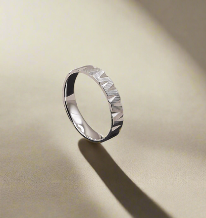 Chevron Textured Ring -Sterling 925 Silver
