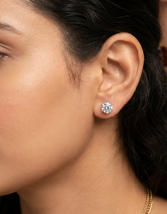 Luna Glow – 925 Silver Solitaire Stud Earrings
