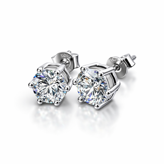 Luna Glow – 925 Silver Solitaire Stud Earrings