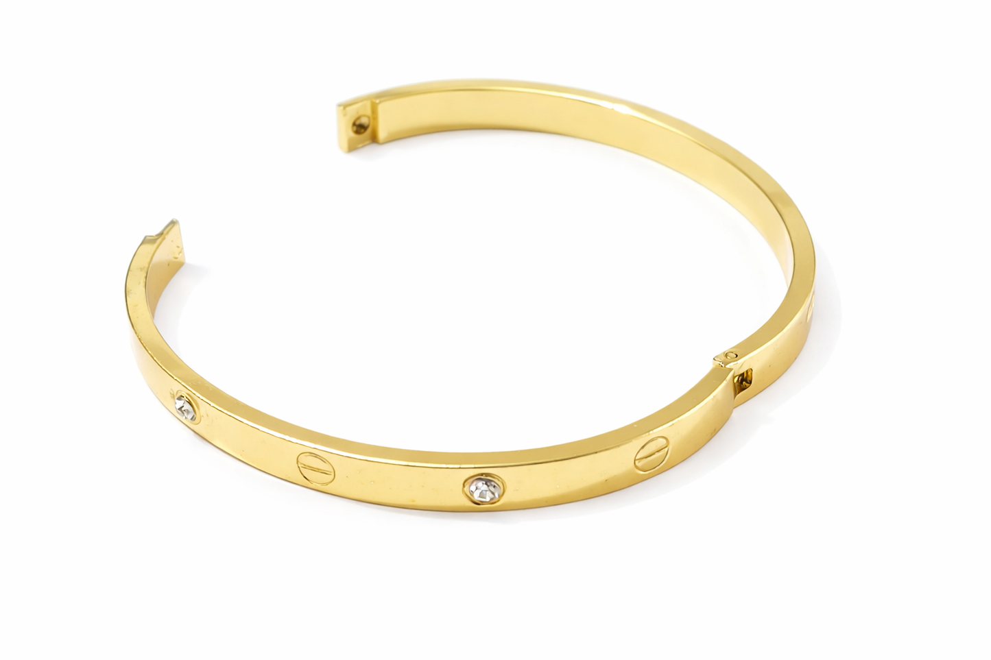 Gold Plated Screw Design Bangle Bracelet for Women – Minimalist Luxury Diamond-Style Crystal Bracelet, Elegant Love Style Cuff Jewelry for Women & Girls