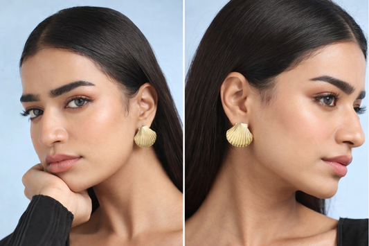 Gold Shell Stud Earrings for Women – Elegant Statement Jewelry