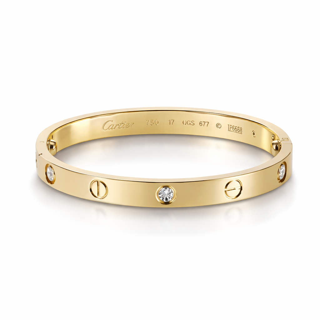 Gold Plated Screw Design Bangle Bracelet for Women – Minimalist Luxury Diamond-Style Crystal Bracelet, Elegant Love Style Cuff Jewelry for Women & Girls