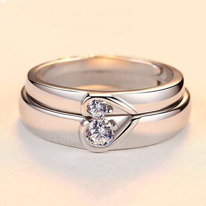 Heartbeat Bond Couple 925 Silver Rings