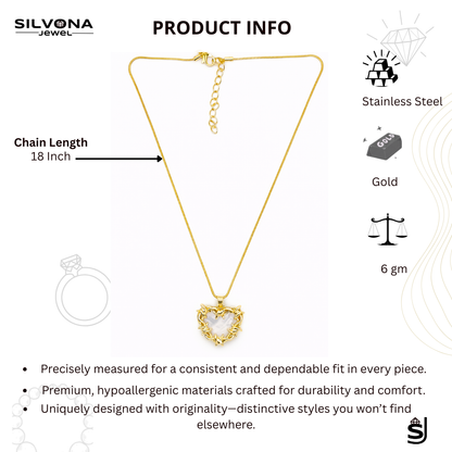 Gold Polished Heart Pendant Necklace for Women | Anti Tarnish Stainless Steel Chain | Elegant Minimal Heart Necklace | Stylish Jewelry for Girls & Women | Gift for Wife, Girlfriend, Sister