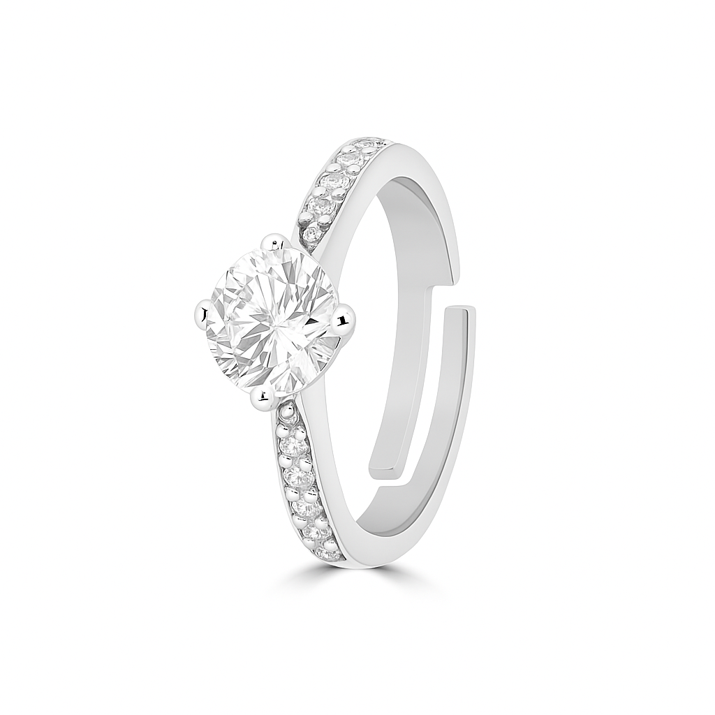 Luxe Radiance Adjustable Sterling Silver 925 Ring