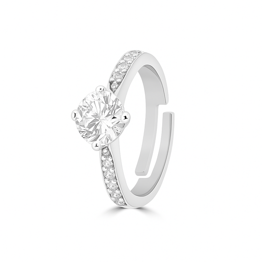 Luxe Radiance Adjustable Sterling Silver 925 Ring