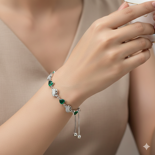 Emerald Grace 925 Silver Bracelet