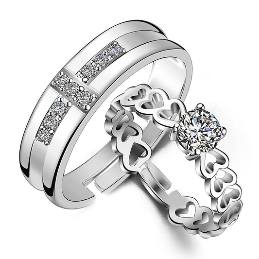 HeartSync Silver Love Bands Rings