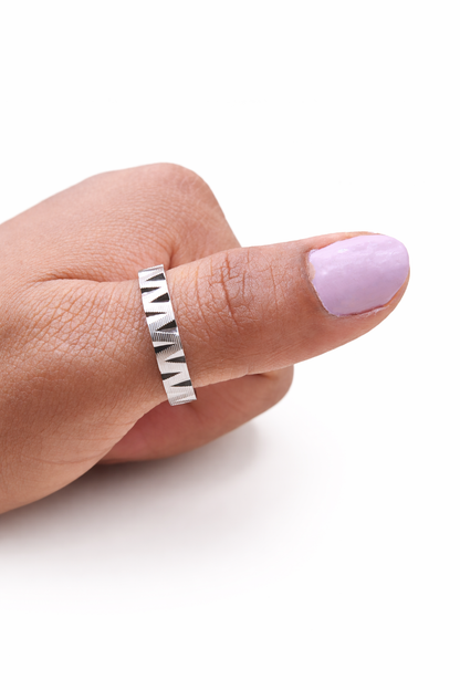 Chevron Textured Ring -Sterling 925 Silver