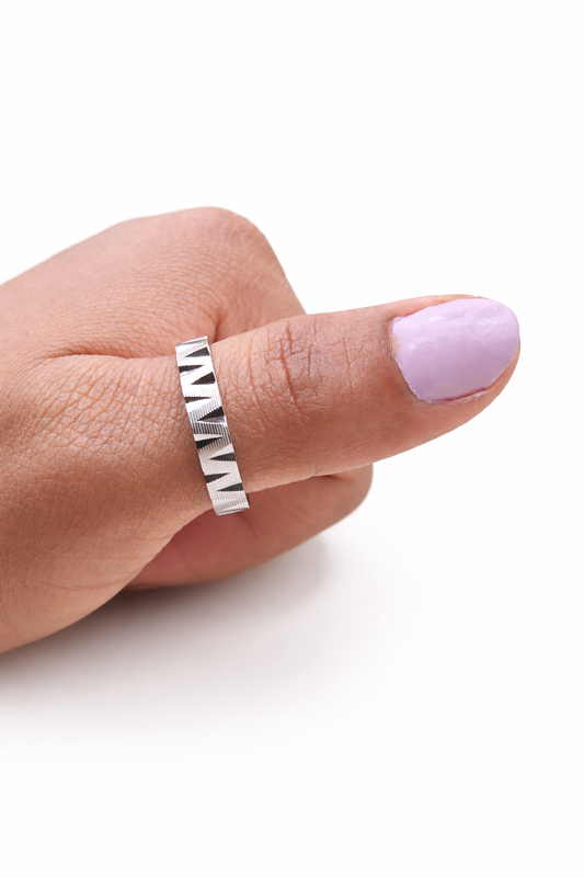 Chevron Textured Ring -Sterling 925 Silver