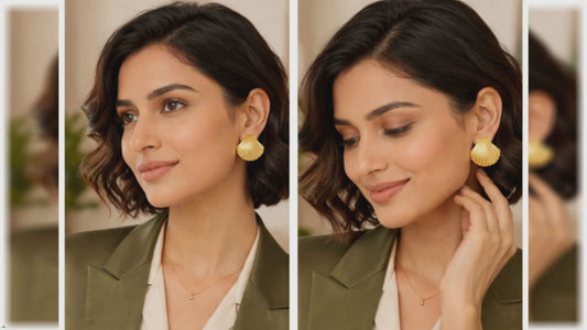 Gold Shell Stud Earrings for Women – Elegant Statement Jewelry