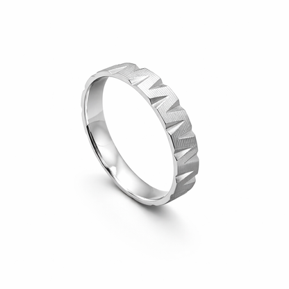 Chevron Textured Ring -Sterling 925 Silver