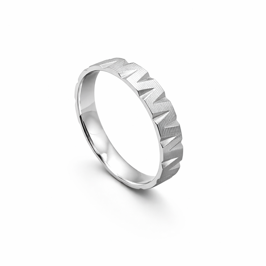 Chevron Textured Ring -Sterling 925 Silver
