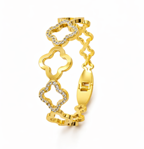 gold polished clover bracelet for women