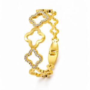 gold polished clover bracelet for women