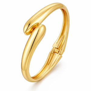 luxury gold polished open cuff bracelet for girls stylish