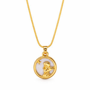 silvona gold polished moon girl pendant