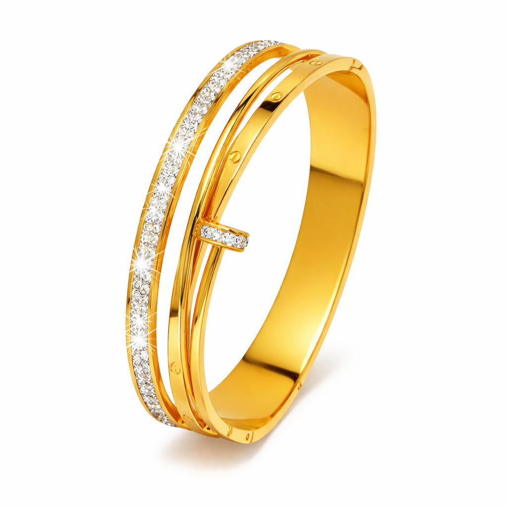 elegant designer gold plated crystal bangle for women elegant designer gold plated crystal bangle for women