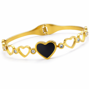 gold plated heart bracelet for women | anti tarnish stainless steel adjustable