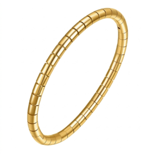 gold polished bamboo bracelet for women, anti tarnish bangle