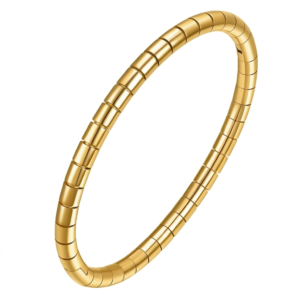 gold polished bamboo bracelet for women, anti tarnish bangle