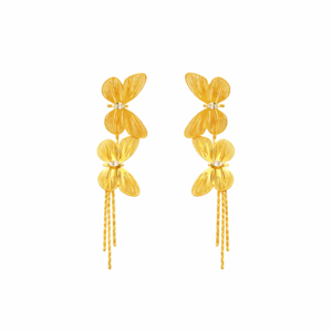 golden floral drop earrings for women