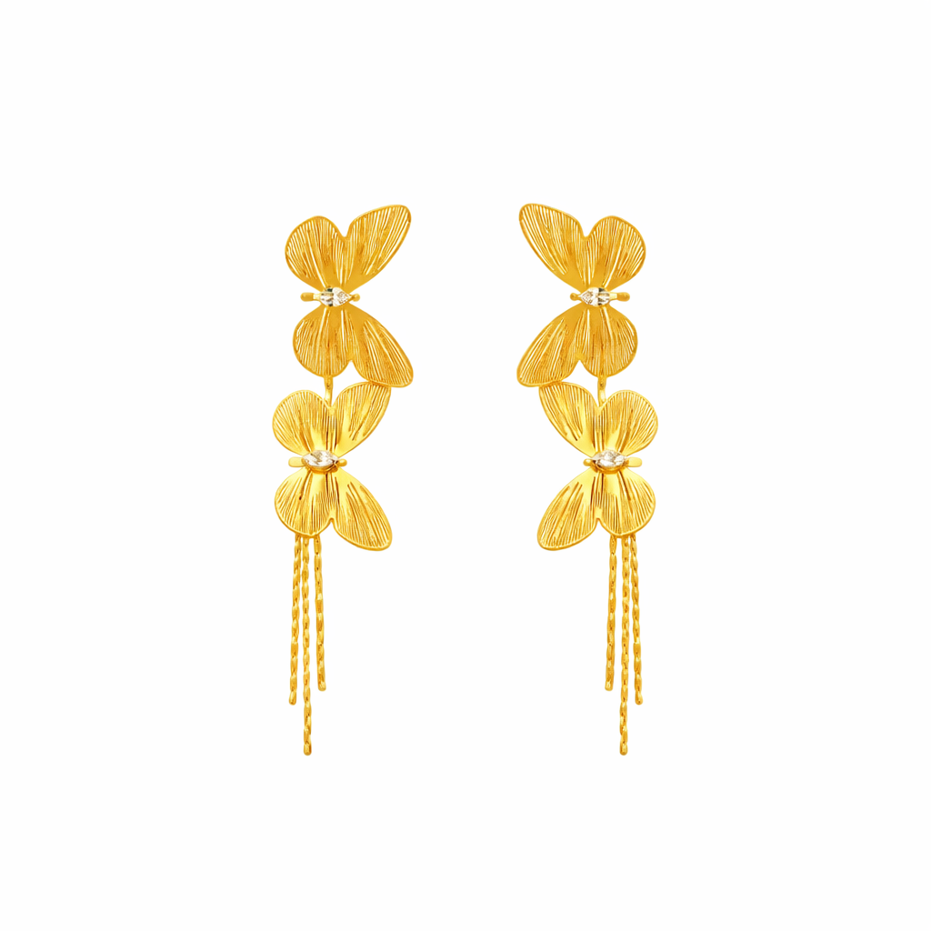golden floral drop earrings for women golden floral drop earrings for women