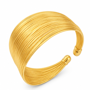 gold polished stainless steel open cuff bracelet for women stylish