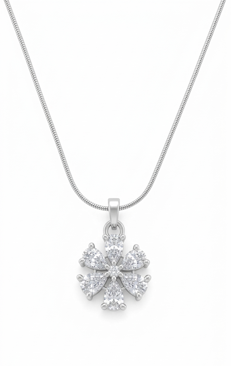 elegant american diamond flower pendant necklace for women elegant american diamond flower pendant necklace for women