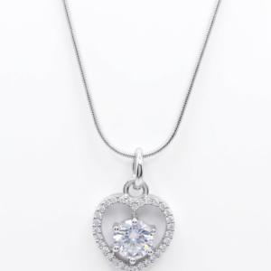 silver polished heart pendant necklace for women