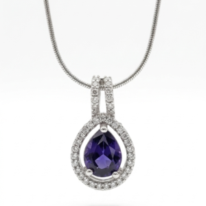 american diamond purple teardrop pendant necklace for women