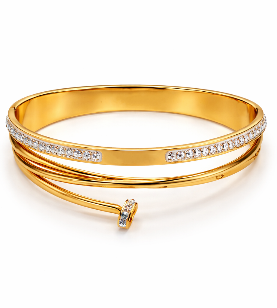 elegant designer gold plated crystal bangle for women elegant designer gold plated crystal bangle for women